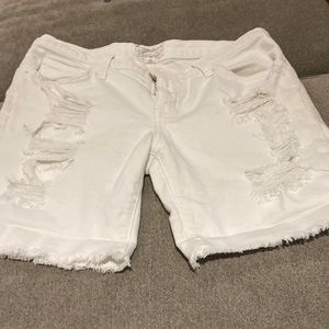 Current Elliott white distressed jean shorts